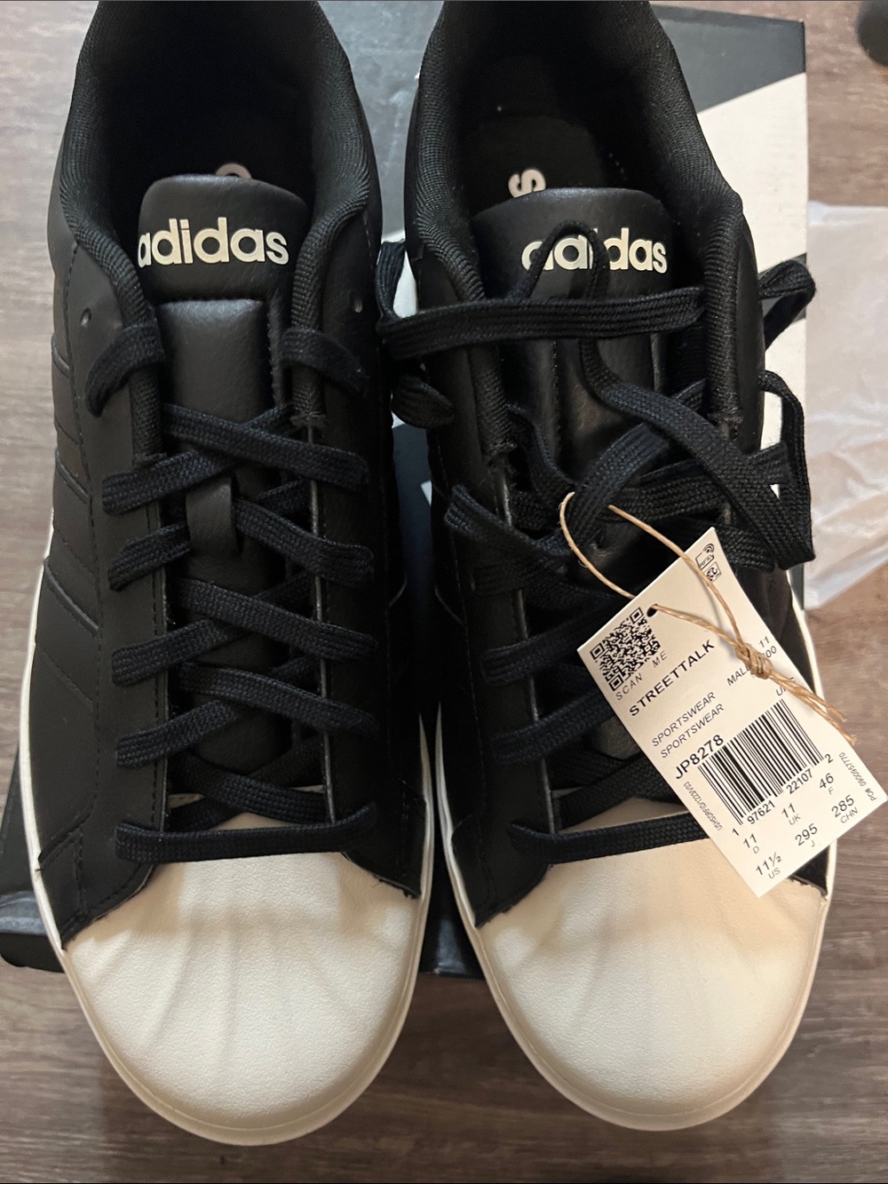 adidas Black Leather Sneakers with White Shell Toe Rick Owen’s style nib